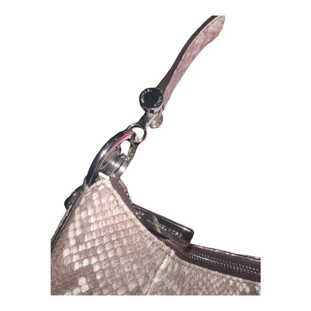 Michael Kors Fulton Brown Snakeskin Hobo Shoulder Bag